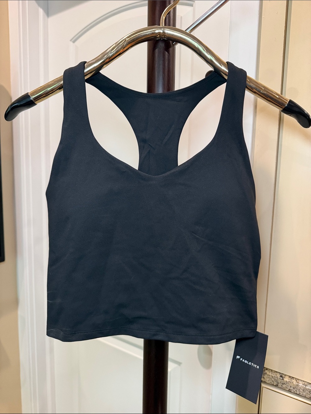 Fabletics Black Racerback Crop Sports Bra